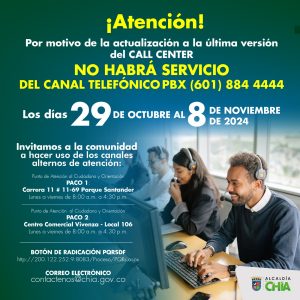 ¡Pilas! El Call Center de la Alcaldía tendrá mantenimiento hasta el 8 de noviembre