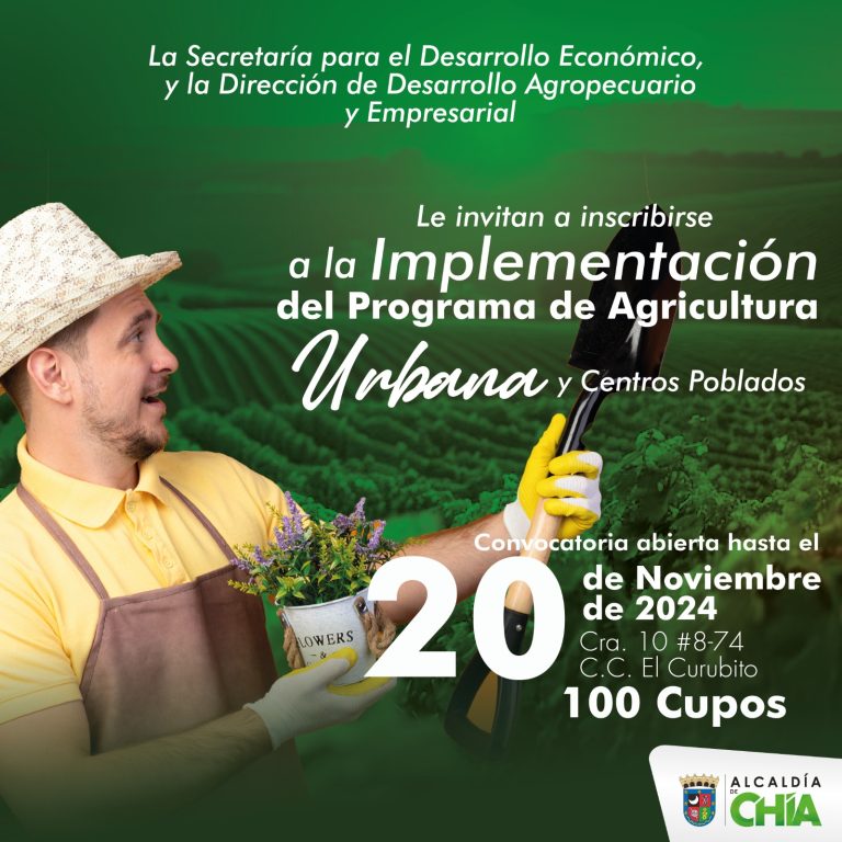 Invitamos a la comunidad del municipio que reside en los centros poblados, a vincularse al “Programa de huertas urbanas responsables y de producción más limpia” Requisitos: • Ser habitante del municipio en el sector urbano. • Contar con predio propio o en caso de arrendamiento debe anexar copia del contrato • vigencia mínima un año para el inicio del proyecto (anexar número de cédula catastral del predio). • Que cuenten con el tiempo suficiente para garantizar el buen manejo y cuidado de las especies. • Asistir a las capacitaciones que se brindan por parte de la Dirección de Desarrollo Agropecuario y Empresarial • Copia de cédula de ciudadanía. 100 cupos disponibles.