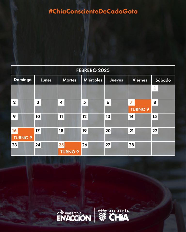 Estos son los cortes de agua en Chía para el mes de febrero de 2025