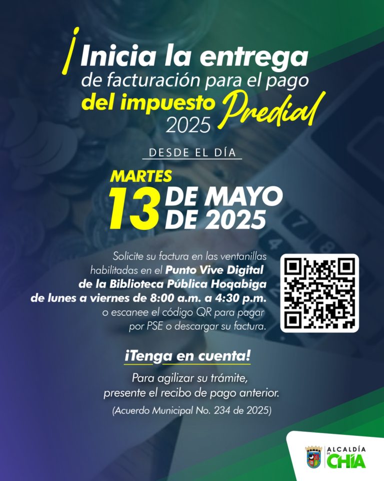 Inicia el proceso para la entrega de la facturación para el pago del Impuesto Predial en Chía