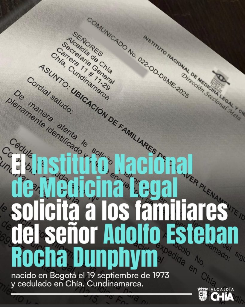 Medicina Legal busca la familia de Adolfo Esteban Rocha Dunphy