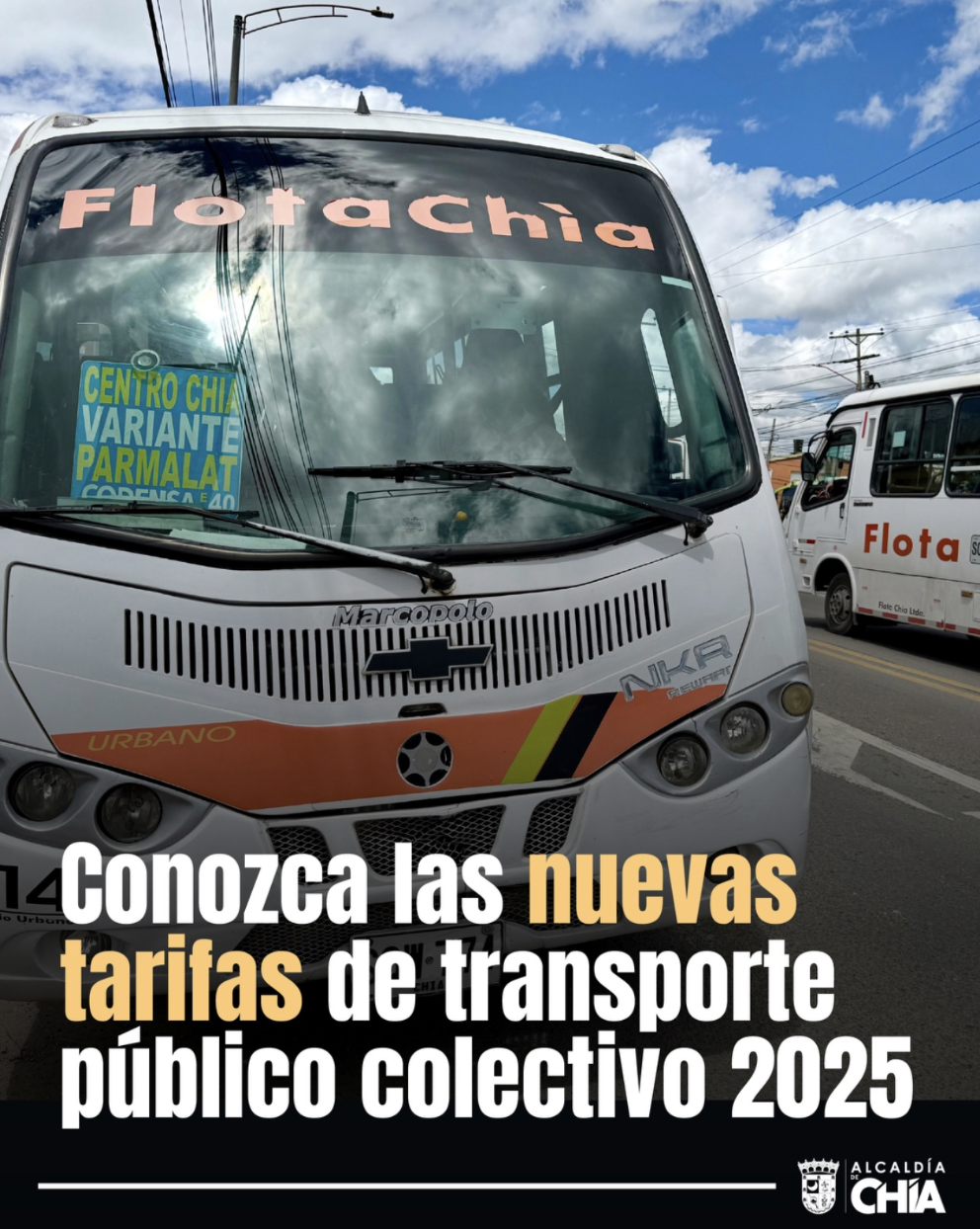 Chía actualiza tarifas para el transporte público colectivo 2025