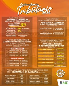 Calendario Tributario 2026, fechas y plazos para el pago de impuestos en Chía 