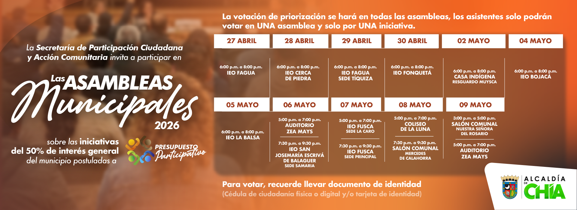Banner Cronograma de Presupuesto Participativo