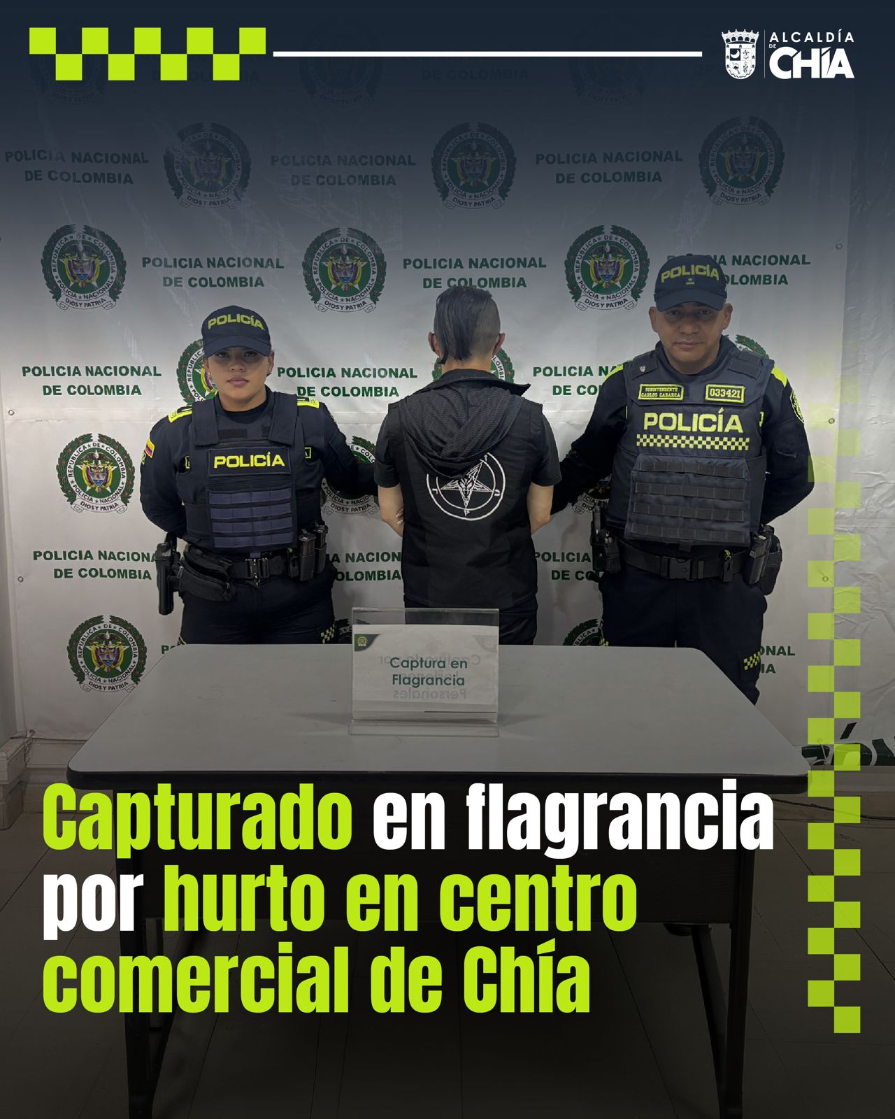 Capturado en flagrancia por hurto en centro comercial de Chía