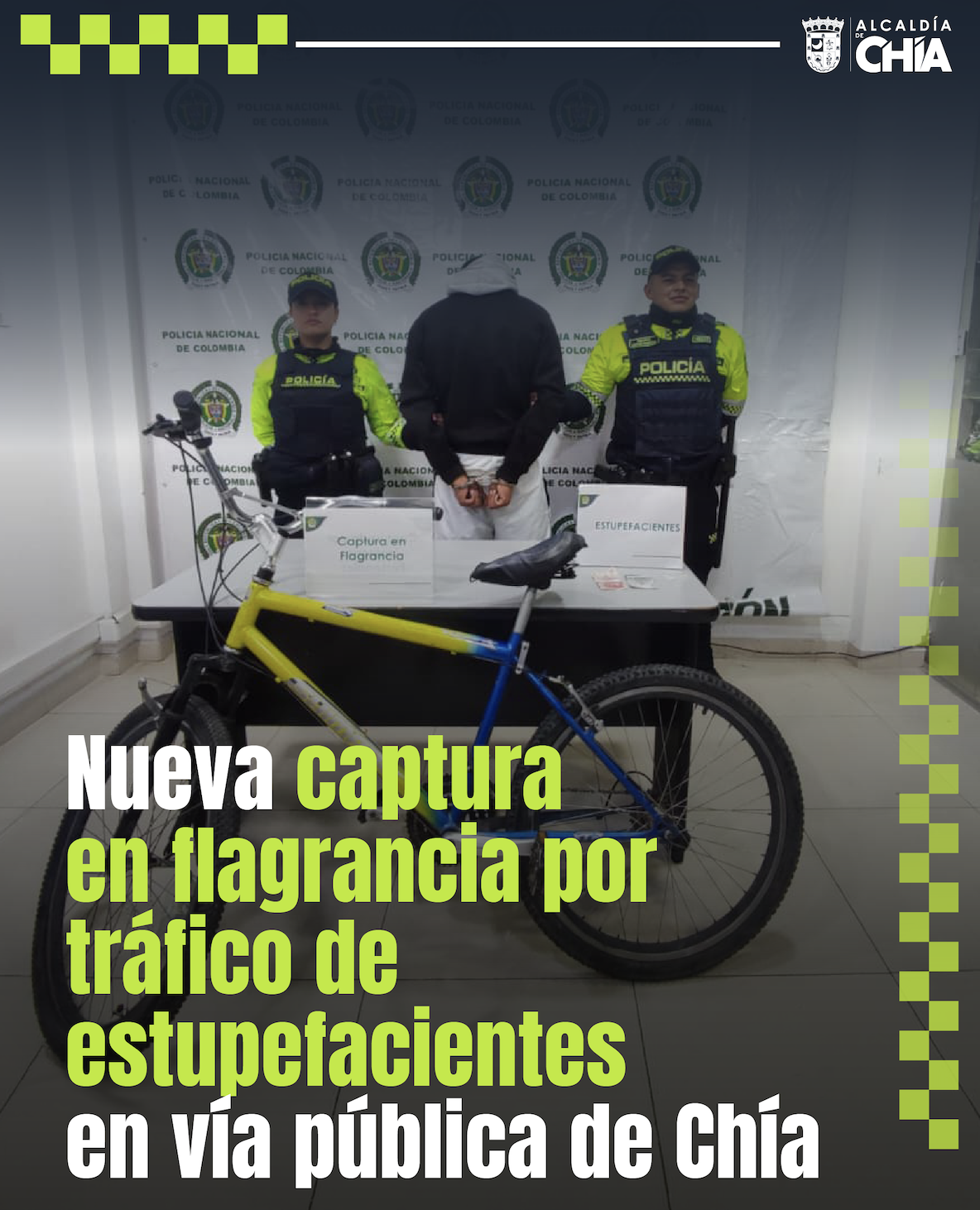 Nueva captura en flagrancia por tráfico de estupefacientes en vía pública de Chía